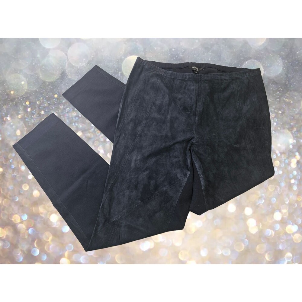 Lafayette 148 M Suede Front Punto Milano Riding Leggings Pants Black Designer